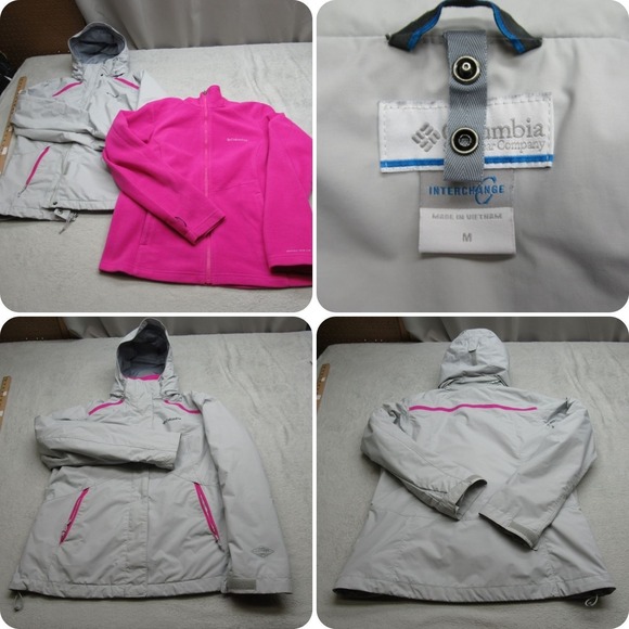 Columbia Jacket Women Medium Cream Pink Removable Liner OmniHeat Waterproof 3in1 - Picture 1 of 16